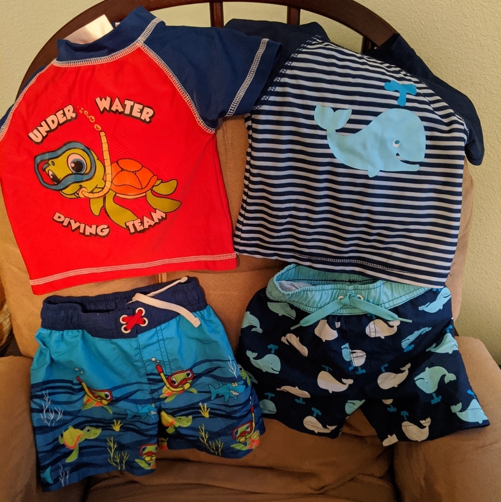 2 Boys Swim Suit Sets Nursery Rhyme Size 12 mo.
